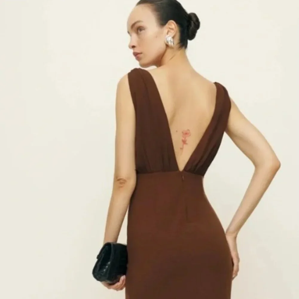 Reformation Velda Dress Brown - Size 8 - New with tags - Picture 3 of 6